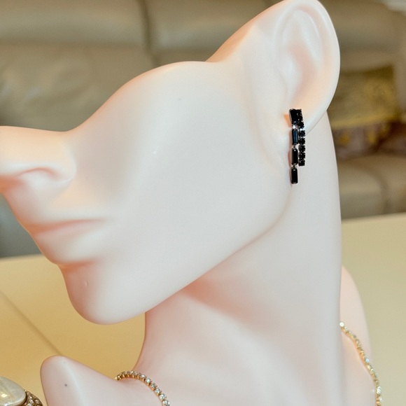 Elegant Black Crystal Earrings - Picture 4 of 8